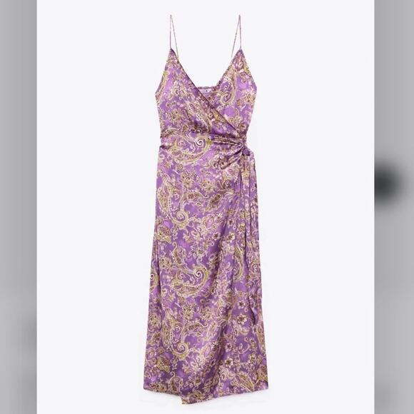 Zara SATIN EFFECT PRINT DRESS Size Small - Picture 15 of 16